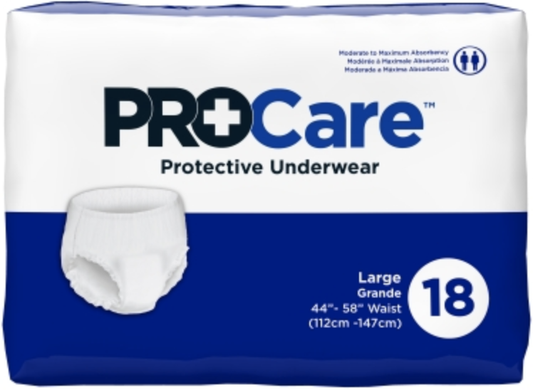 ProCare Unisex Incontinence Protective Underwear Diapers, Moderate, M/L/XL