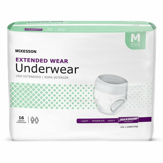 McKesson Extended Wear Unisex Incontinence Underwear Diapers, Maximum, M/L/XL